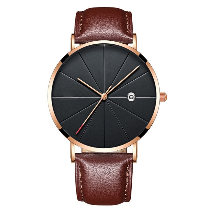Eenvoudig kalenderhorloge, heren creatief waterdicht quartzhorloge